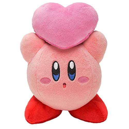 kirby plushies holding a heart